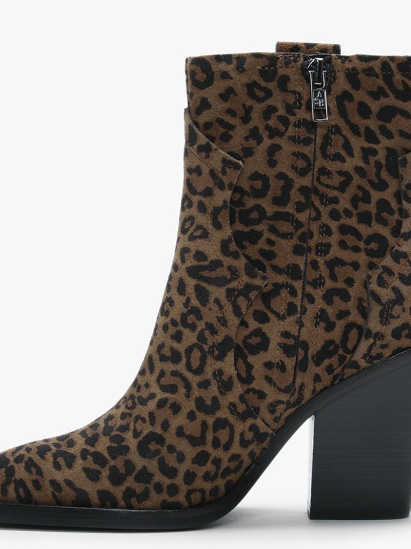 Esquire Leopard Print Suede Western Ankle Boots