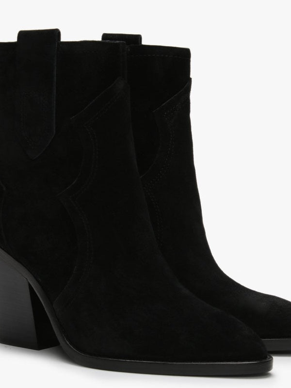 Esquire Black Suede Western Ankle Boots