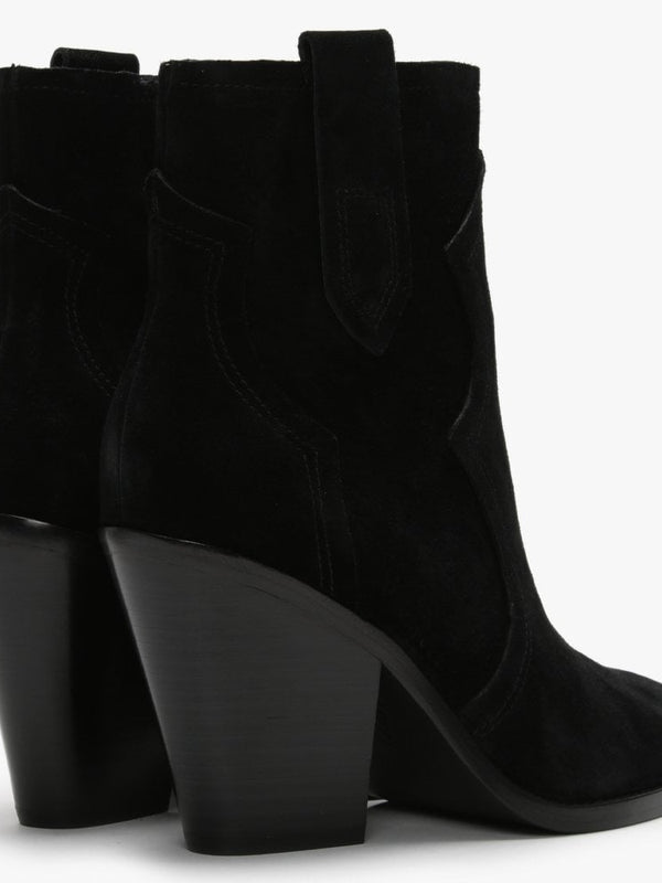 Esquire Black Suede Western Ankle Boots