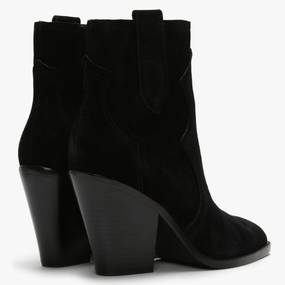 Esquire Black Suede Western Ankle Boots