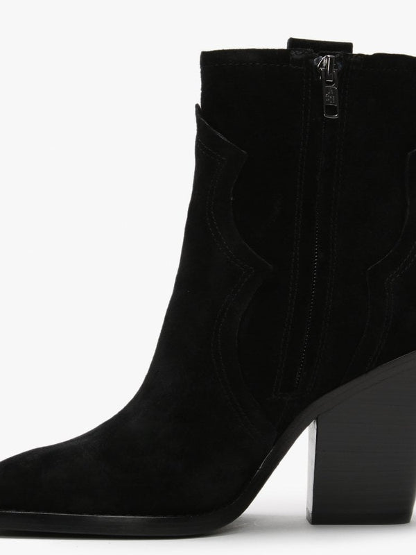 Esquire Black Suede Western Ankle Boots