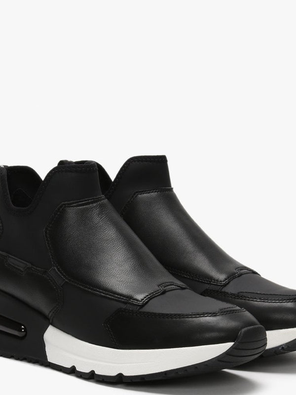 Krystal Black Neoprene & Leather High Top Trainers