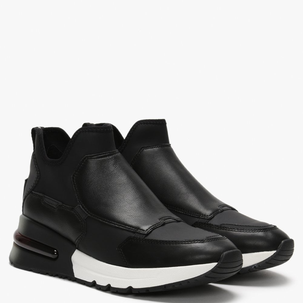 Krystal Black Neoprene & Leather High Top Trainers