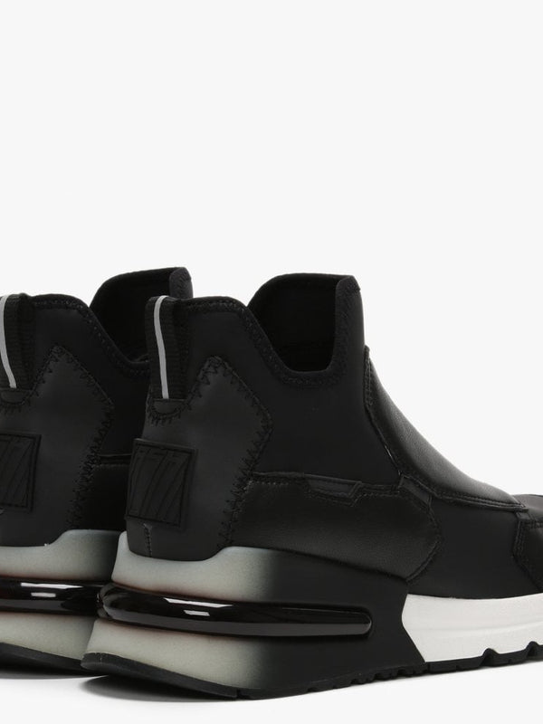 Krystal Black Neoprene & Leather High Top Trainers