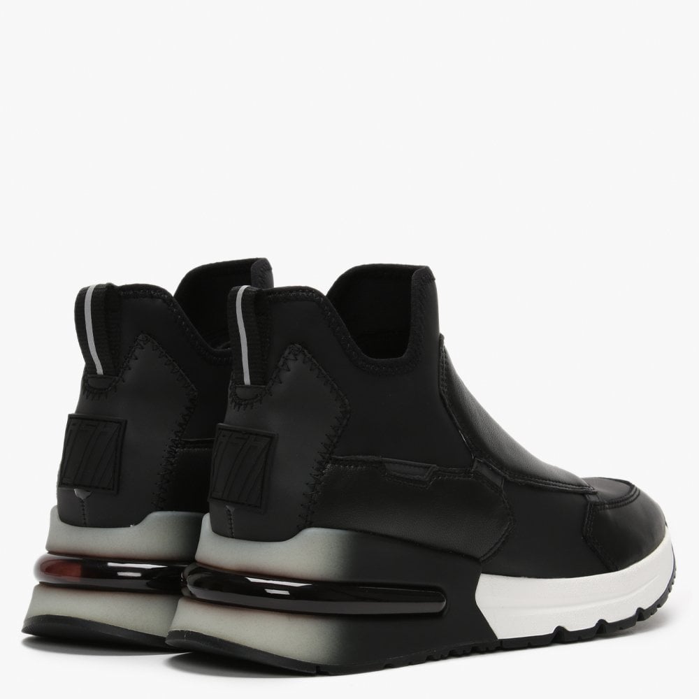 Krystal Black Neoprene & Leather High Top Trainers