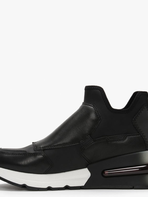 Krystal Black Neoprene & Leather High Top Trainers