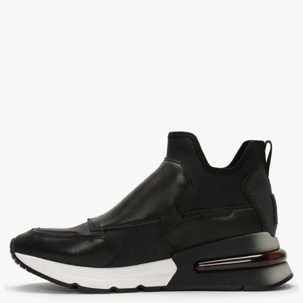 Krystal Black Neoprene & Leather High Top Trainers