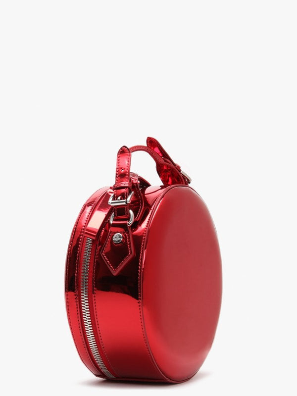 Johanna Red Metallic Vegan Round Cross-Body Bag