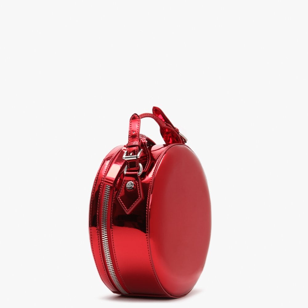 Johanna Red Metallic Vegan Round Cross-Body Bag
