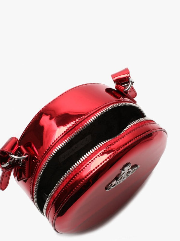 Johanna Red Metallic Vegan Round Cross-Body Bag