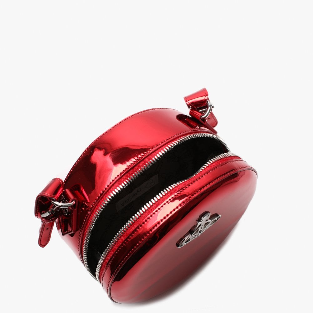 Johanna Red Metallic Vegan Round Cross-Body Bag