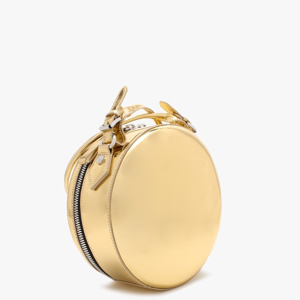 Johanna Gold Metallic Vegan Round Cross-Body Bag