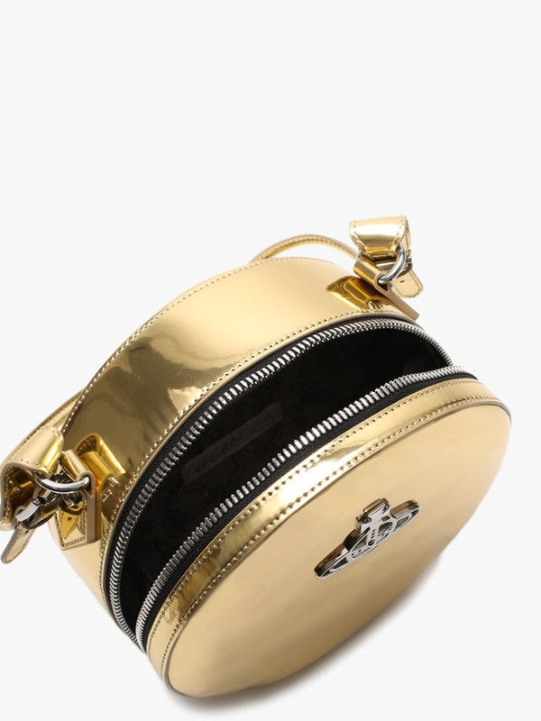 Johanna Gold Metallic Vegan Round Cross-Body Bag
