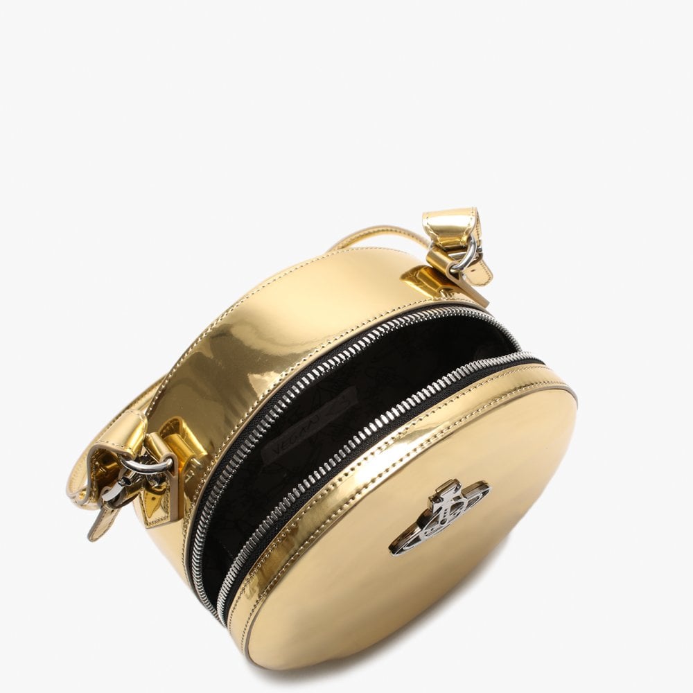 Johanna Gold Metallic Vegan Round Cross-Body Bag