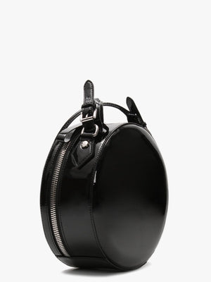Johanna Black Patent Vegan Round Cross-Body Bag