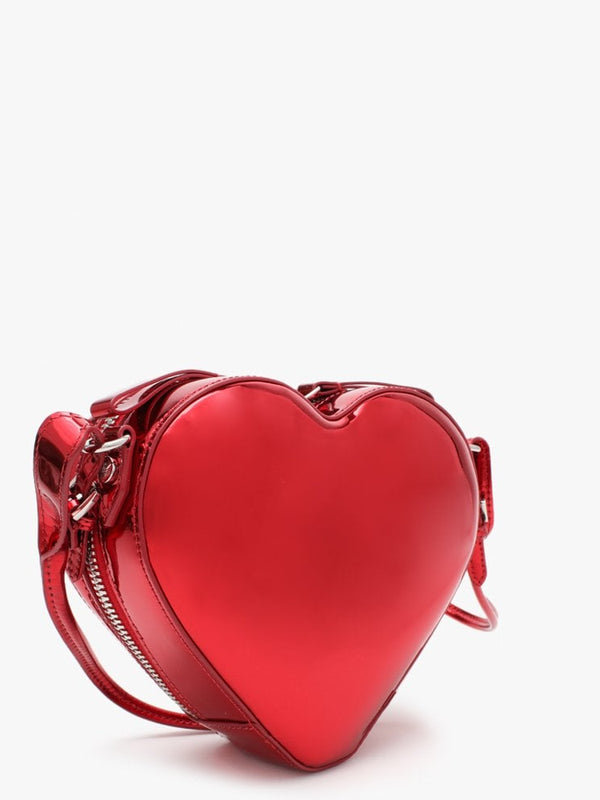 Johanna Red Metallic Vegan Heart Cross-Body Bag