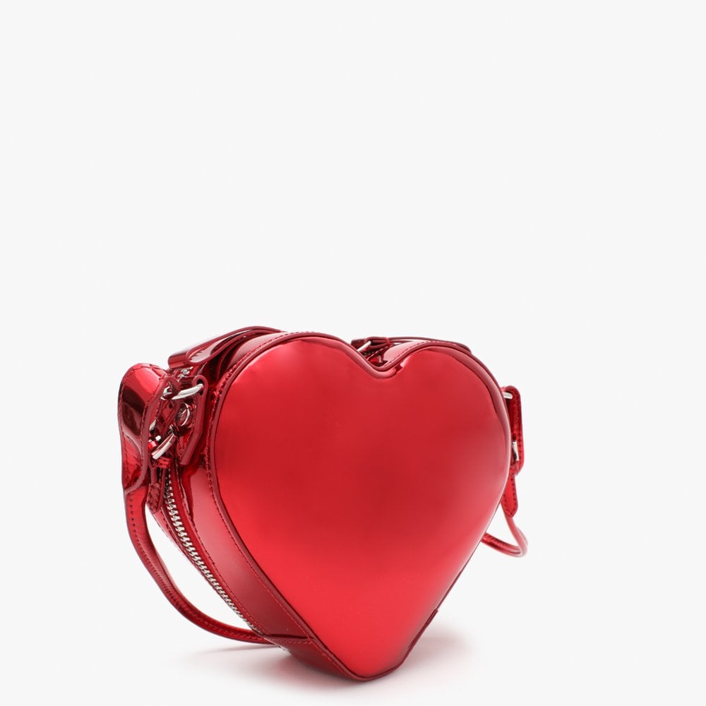 Johanna Red Metallic Vegan Heart Cross-Body Bag