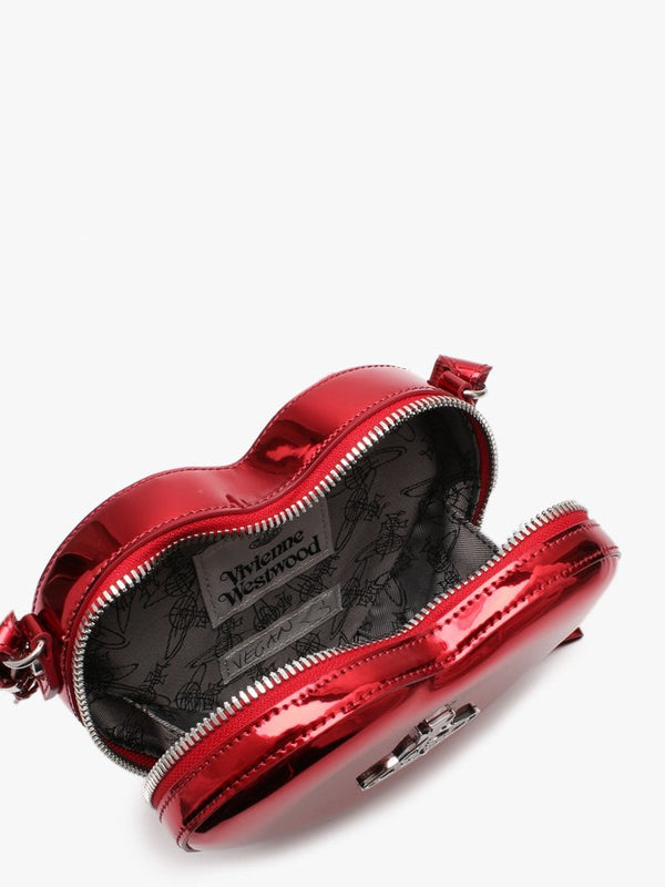 Johanna Red Metallic Vegan Heart Cross-Body Bag