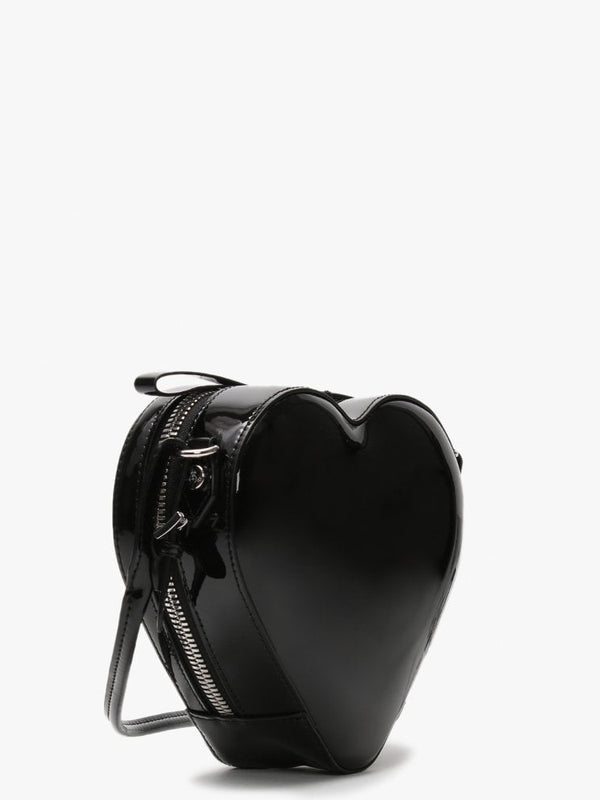 Johanna Black Patent Vegan Heart Cross-Body Bag