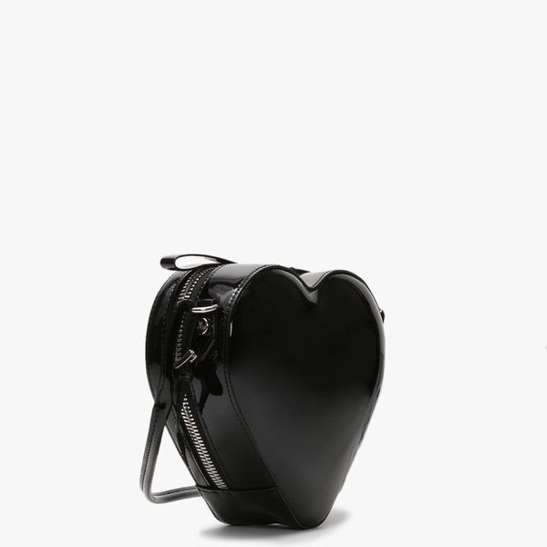 Johanna Black Patent Vegan Heart Cross-Body Bag