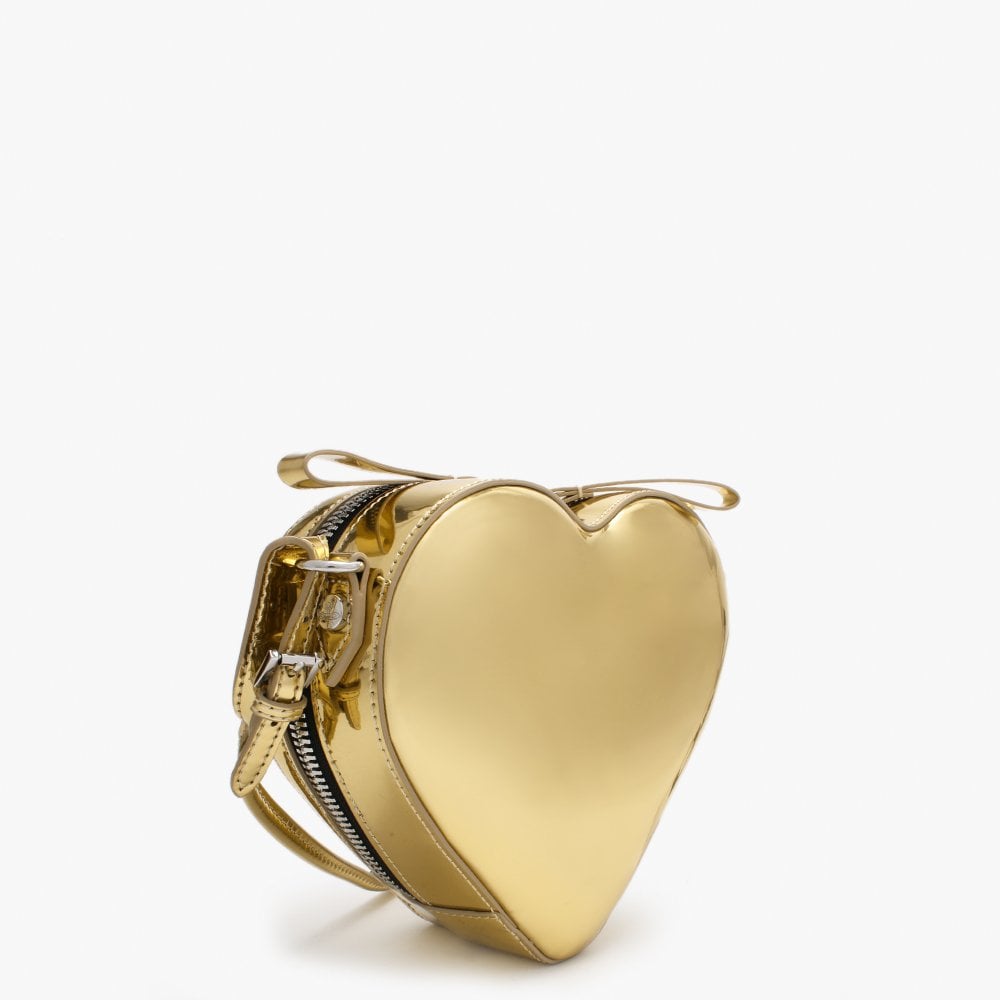 Johanna Gold Metallic Vegan Heart Cross-Body Bag