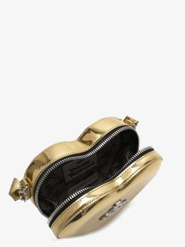 Johanna Gold Metallic Vegan Heart Cross-Body Bag