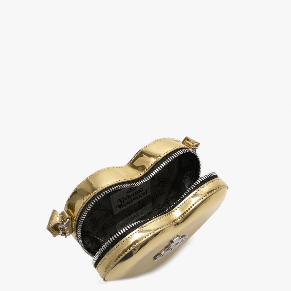 Johanna Gold Metallic Vegan Heart Cross-Body Bag