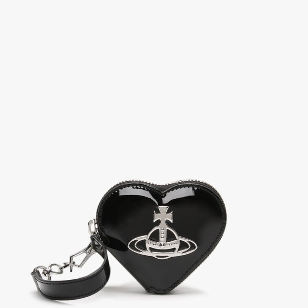 Johanna Heart Black Patent Vegan Coin Case