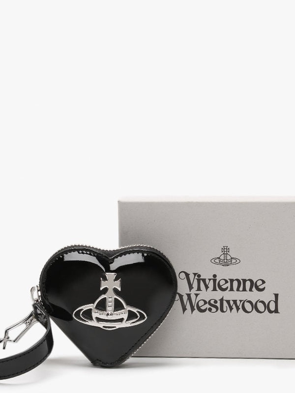 Johanna Heart Black Patent Vegan Coin Case