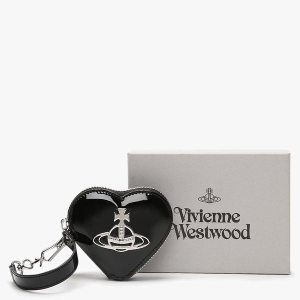 Johanna Heart Black Patent Vegan Coin Case