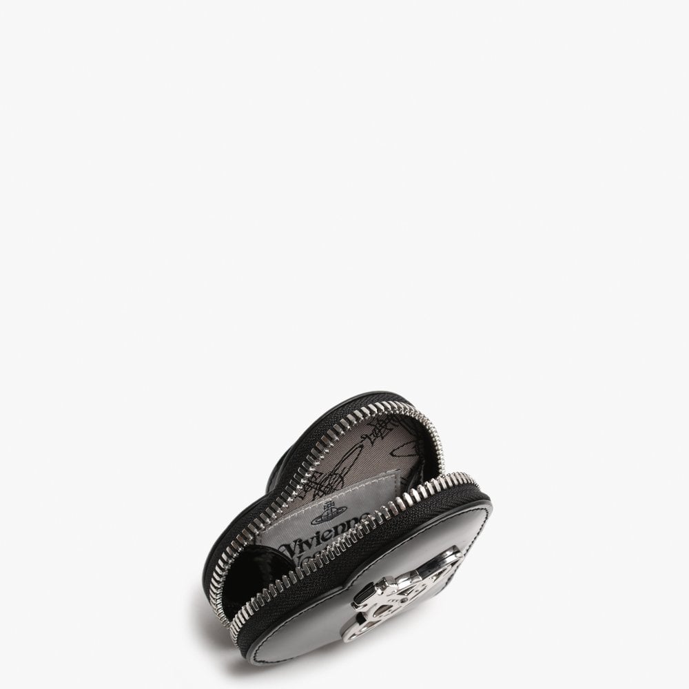Johanna Heart Black Patent Vegan Coin Case