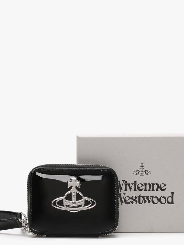 Johanna Square Black Patent Vegan Coin Case