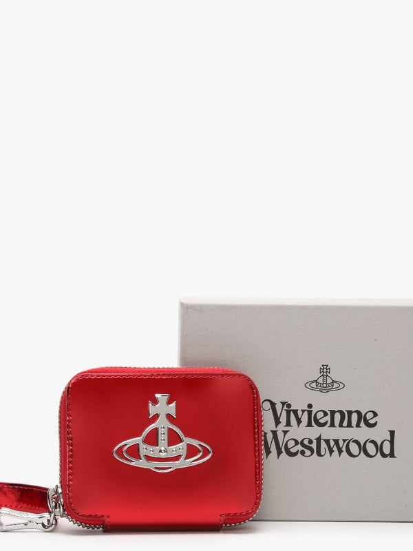 Johanna Square Red Metallic Vegan Coin Case