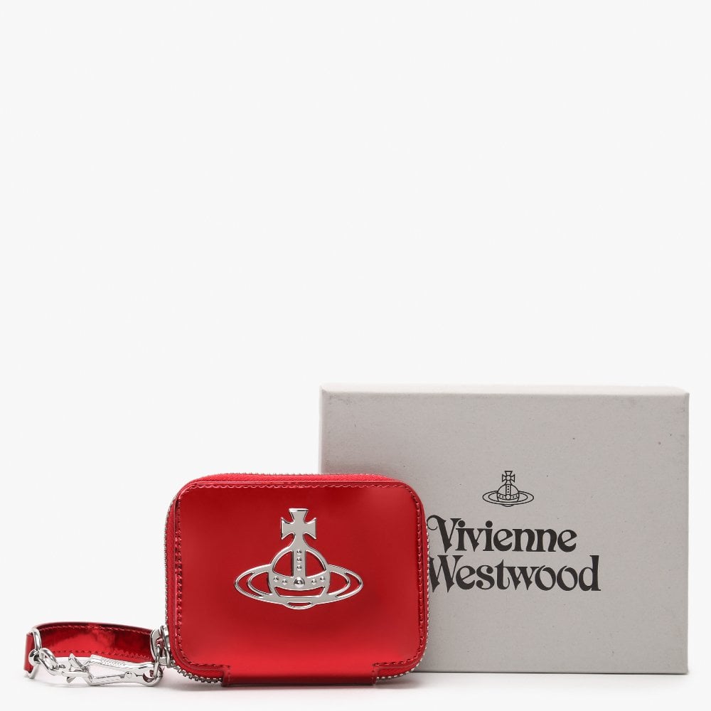 Johanna Square Red Metallic Vegan Coin Case