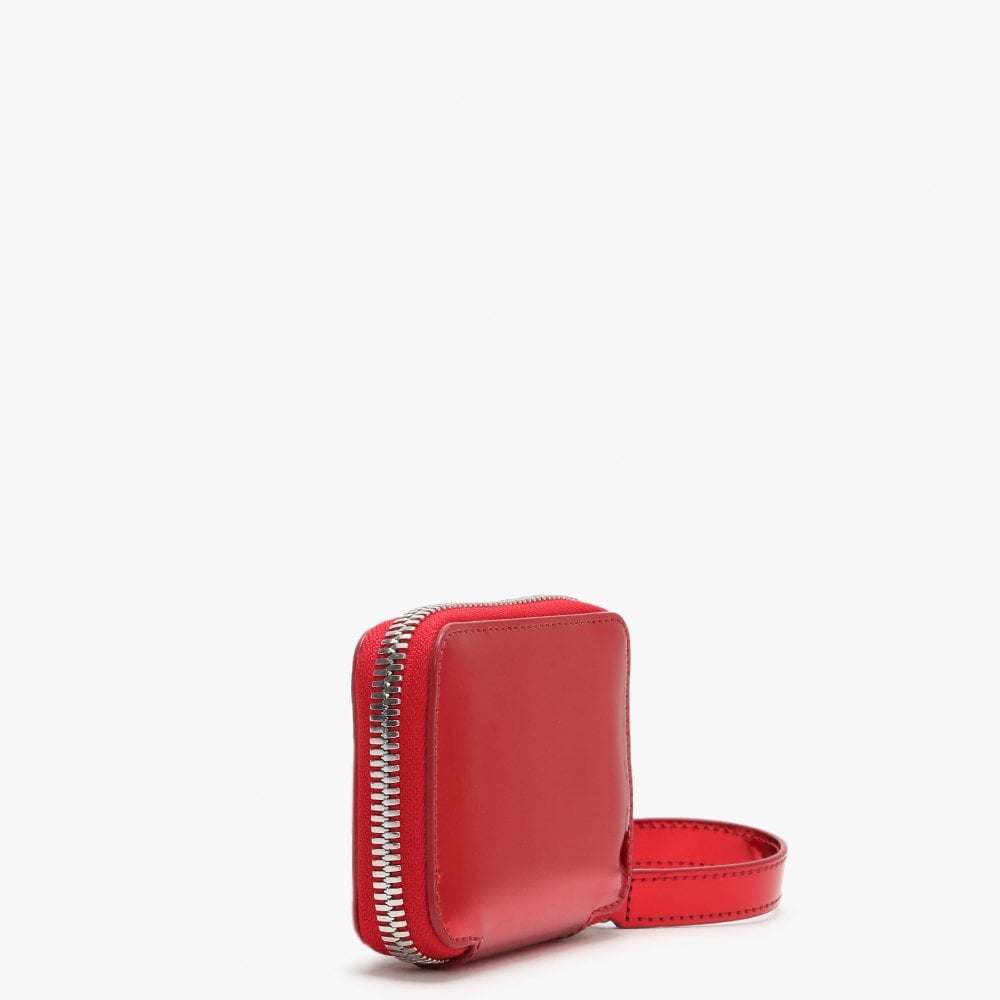 Johanna Square Red Metallic Vegan Coin Case