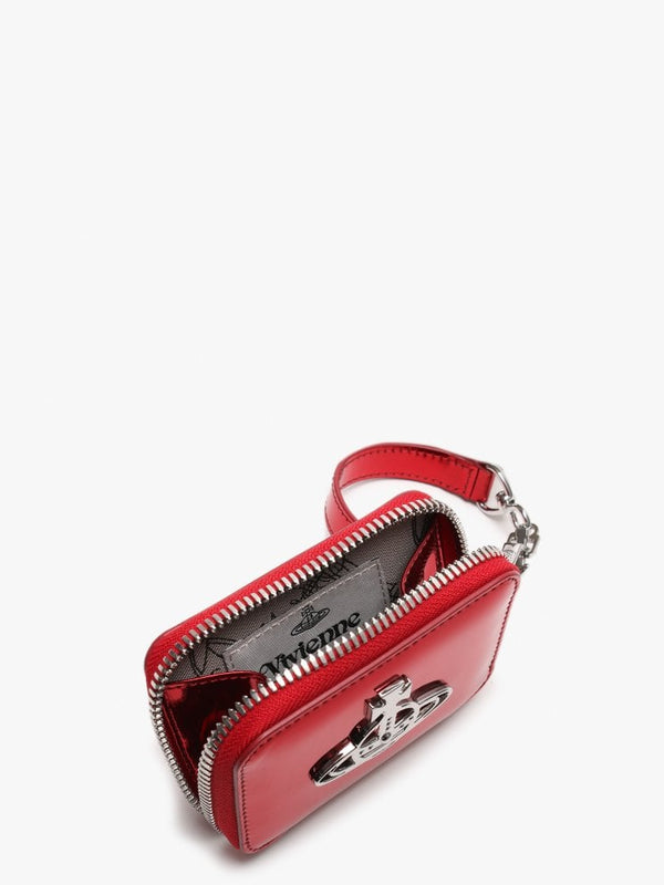 Johanna Square Red Metallic Vegan Coin Case