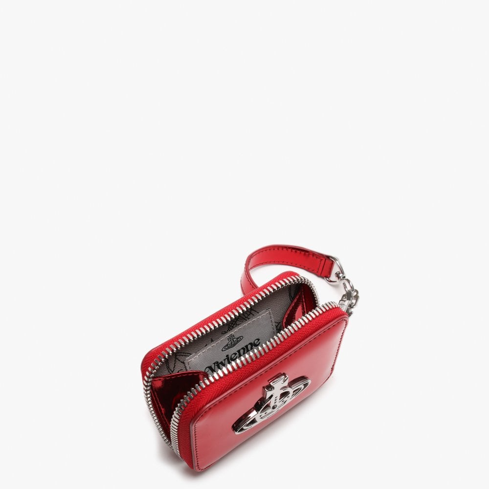Johanna Square Red Metallic Vegan Coin Case