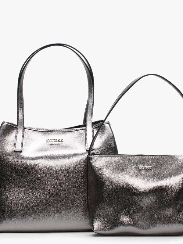 Vikky Pewter Pebbled Tote Bag