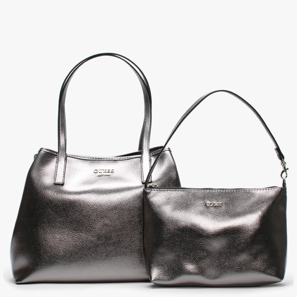 Vikky Pewter Pebbled Tote Bag