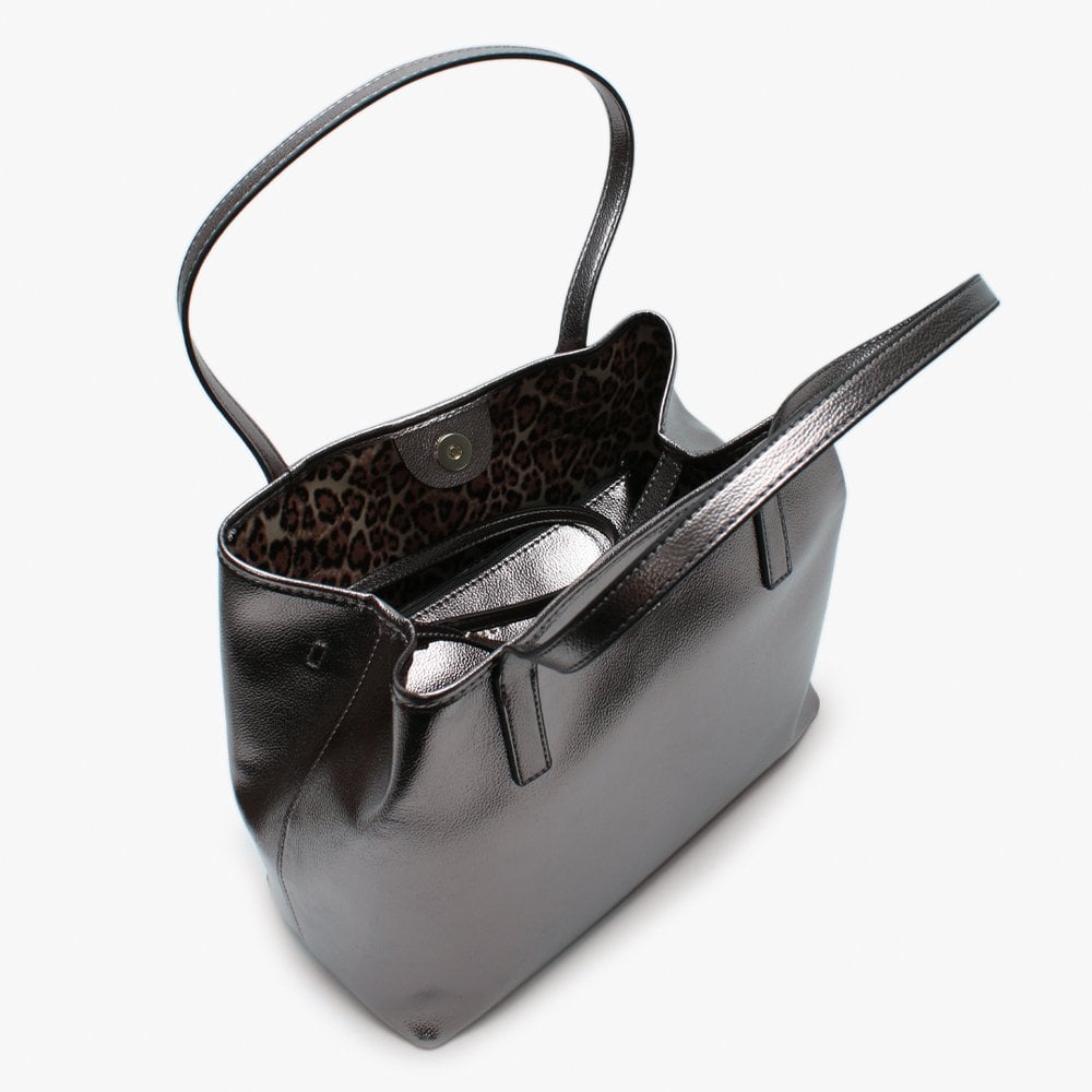 Vikky Pewter Pebbled Tote Bag