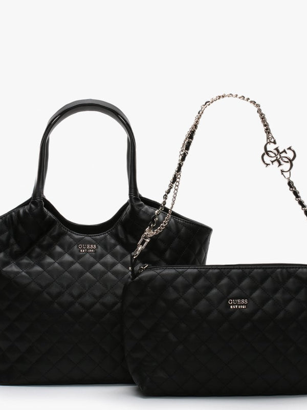 Miriam Black Quilted Shopper Bag