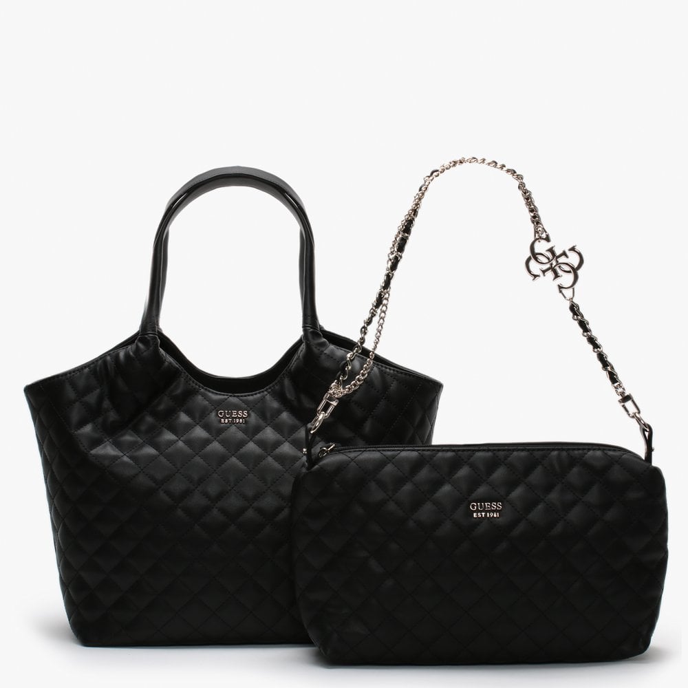 Miriam Black Quilted Shopper Bag