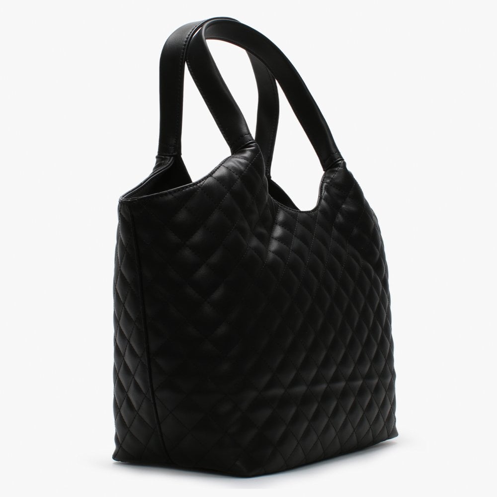 Miriam Black Quilted Shopper Bag
