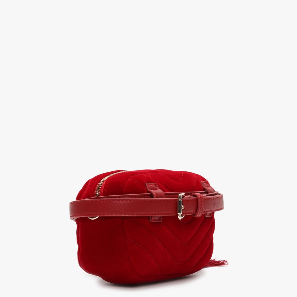 Carillon Red Velvet Quilted Belt Bag
