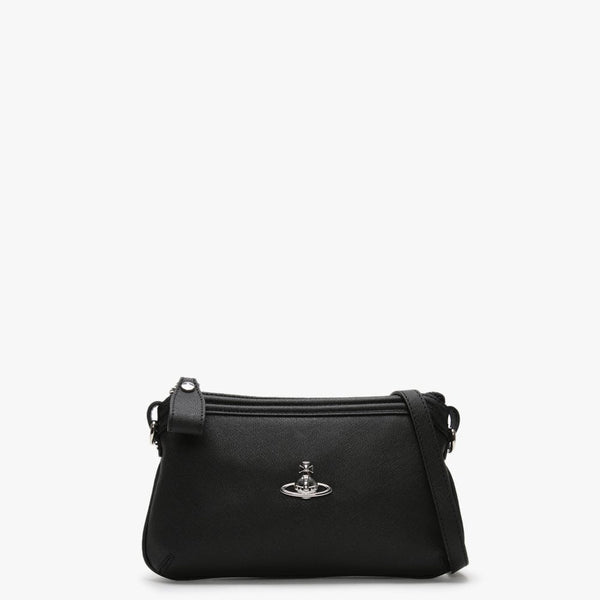 Victoria Small Black Leather Cross-Body Bag