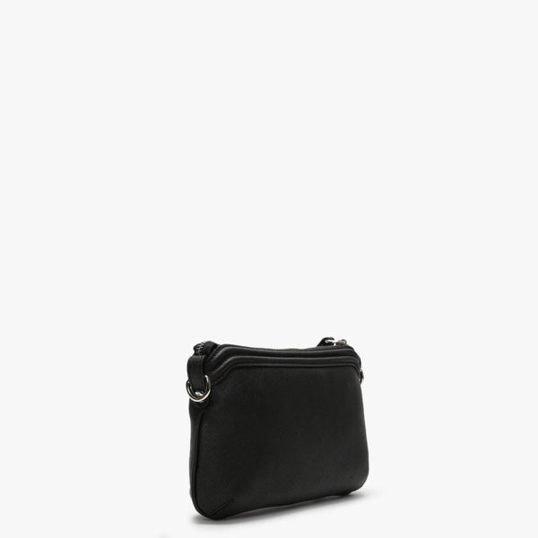Victoria Small Black Leather Cross-Body Bag