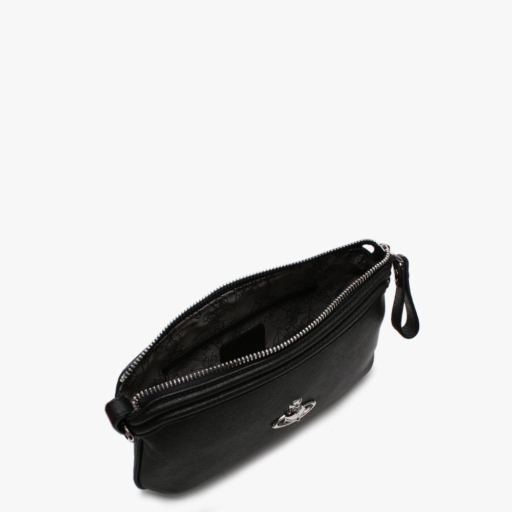 Victoria Small Black Leather Cross-Body Bag