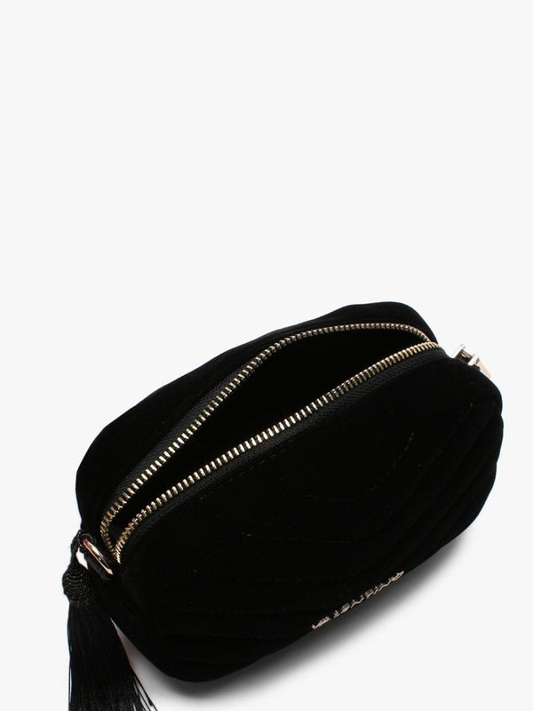 Carillon Black Velvet Quilted Belt Bag