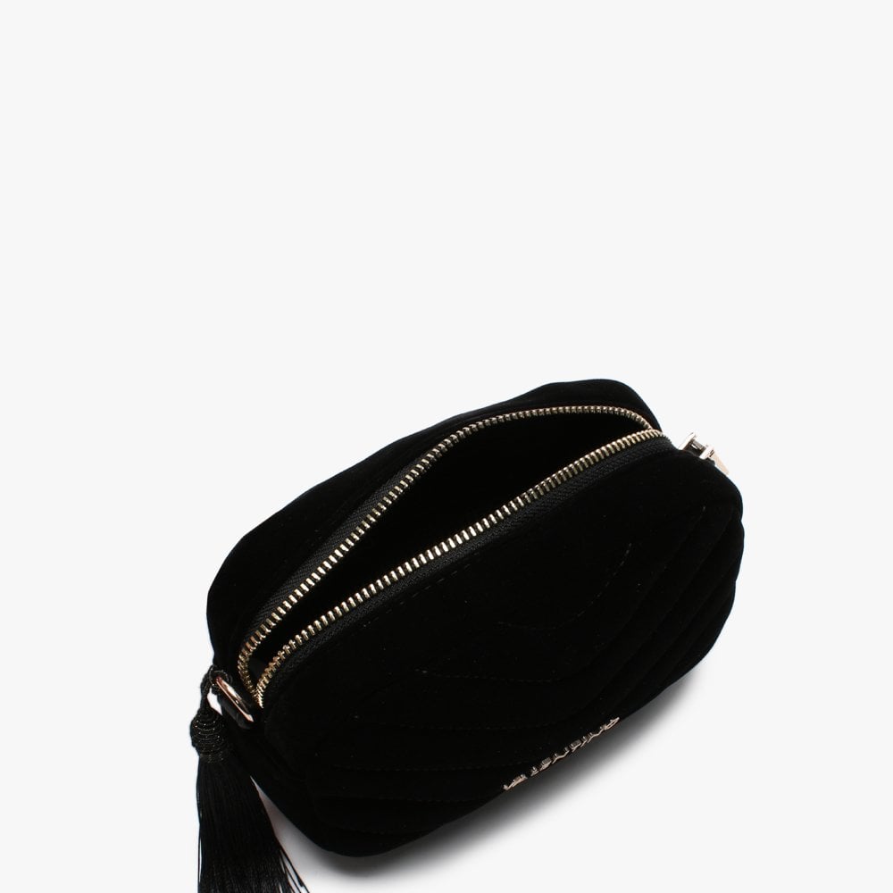 Carillon Black Velvet Quilted Belt Bag