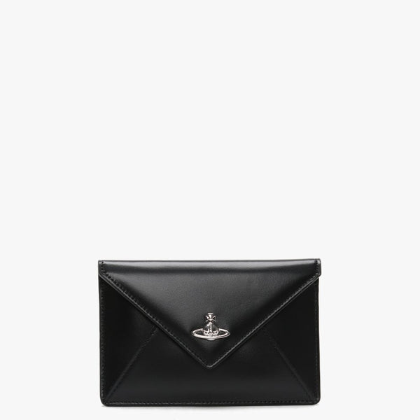 Private Small Black Leather Envelope Pouch